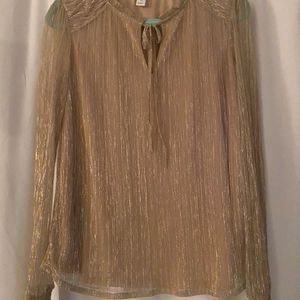 Joie Sparkly Gold and Beige Blouse